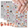 Halloween Nail Stickers Set - Pumpkin Ghost Bat Skull 3D Self-Adhesive Nail Art Decals - Style C