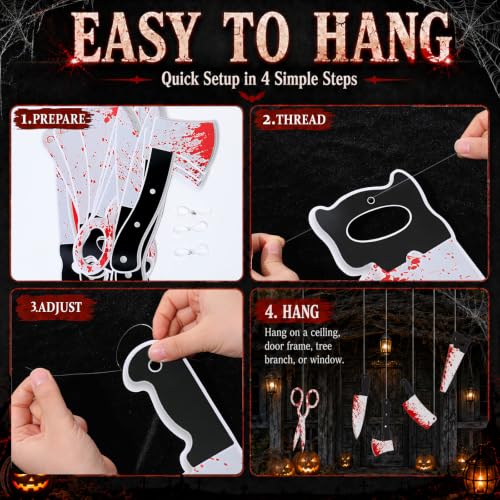 Halloween Bloody Knife Banner Decorations 20Pcs Spooky Weapon Ornaments