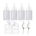 AGENIZ 4 Pack Glass Dropper Bottles, Clear Frosted with 2 Funnels & 2 Lotion Pumps, 30 ml Essential Oil Bottles