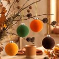 Fall Velvet Ornaments Set - 12 Rustic Hanging Balls for Decor, 2.36"