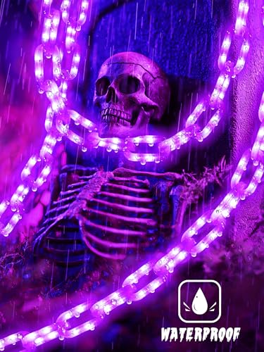 Purple Solar Halloween String Lights - 10 FT 160 LED 8 Modes Waterproof