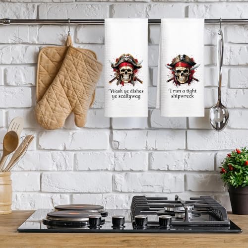 WUUCK00 2pcs Halloween Skeleton Kitchen Towels - White9