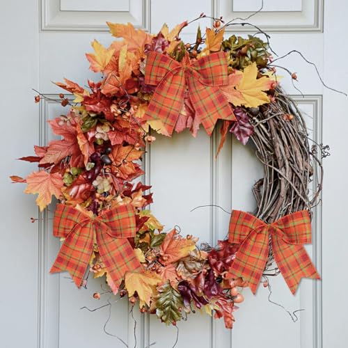 Orange Fall Bows for Halloween & Thanksgiving Tree Decorations 6 Inch - 12 Pcs