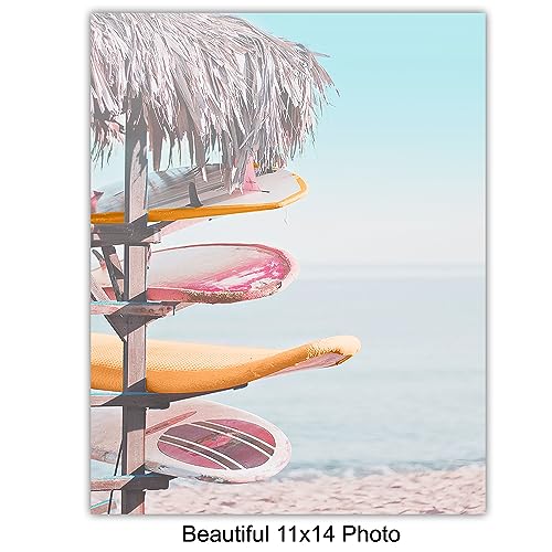 Yellowbird Art & Design Coastal Wall Art 11x14 Ocean & Beach Decor - Tropical Nautical Print - Summer Beach Theme Wall Hanging - Palm Tree & Sea Scene