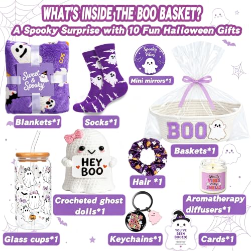 Purple Halloween Gift Basket for Women - Boo Themed Cozy Set