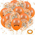 Orange Happy Birthday Latex Confetti Balloons - 18Pcs Party Decorations