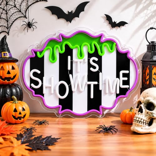 Halloween It's Showtime Horror Wall Door Window Sign - Spooky Acrylic Decor
