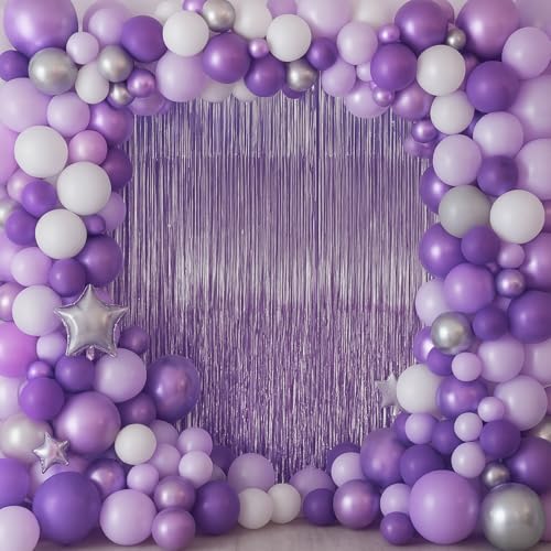 Light Purple Foil Fringe Backdrop Curtains - 3.3x6.6ft, 9pcs Party Decorations - Variation of THIS listing