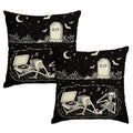 Halloween Skeleton Pillow Covers Set of 2 - Black 18x18 Inches Decorative Throw Pillows