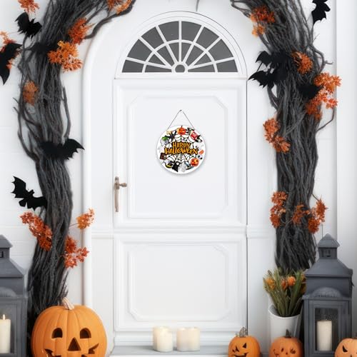 Halloween Door Decorations - Ghosts and Goblins Wooden Sign - Spooky Home Decor