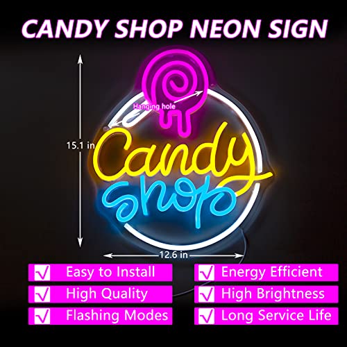 Candy Shop Neon Sign - Dimmable LED Wall Decor for Parties & Business - Candy Variation