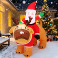 5 Ft Christmas Inflatable Santa Riding Pug Yard Decor with LED Lights Outdoor Holiday Decoration