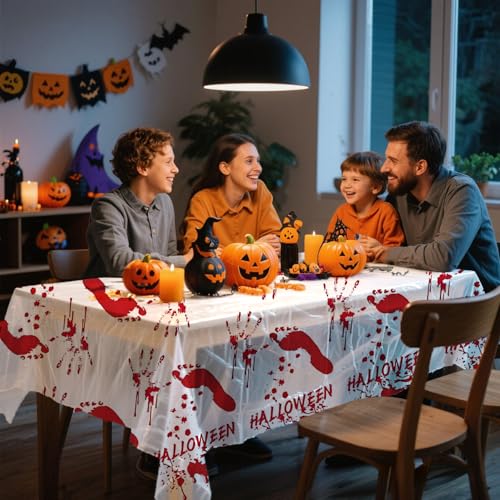 Halloween Zombie Blood Handprint Disposable Tablecloth 54x108 Inch