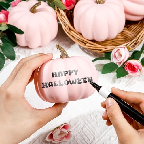 Pink Fall Artificial Pumpkins Set - 50 Pieces, 3.15 Inch Foam Decor