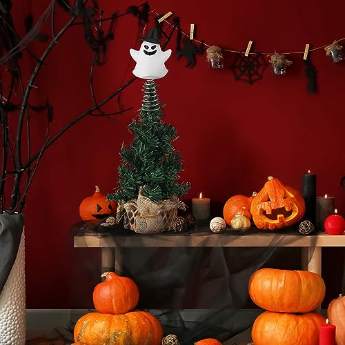 Halloween Ghost Tree Topper - Small Spooky Tree Decor for Christmas & Halloween