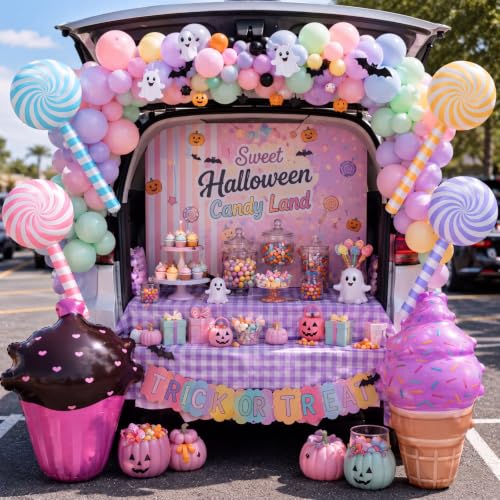 Giant Pastel Halloween Inflatable Candy Set - Trick or Treat Decorations, Pool Floats
