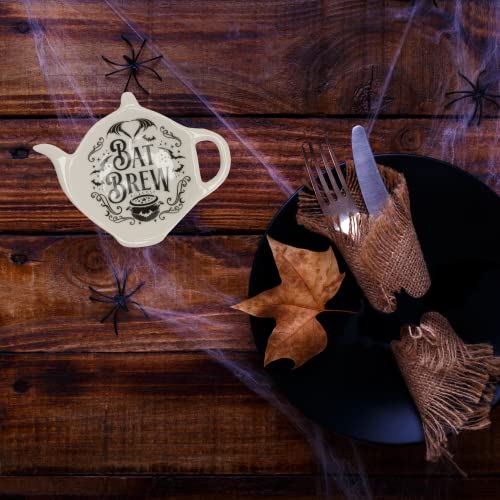 Ceramic Spooky Bat Spoon Holder - Halloween Kitchen Decor, Black