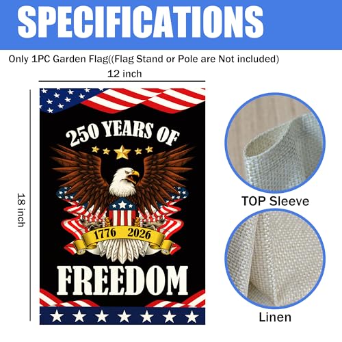 America Flag Garden Banner - Patriotic Eagle Design 12x18 Inch Decor