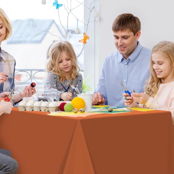 YIDAKO 12-Pack Orange Disposable Plastic Tablecloths for Rectangle Tables - Waterproof 54x108 Inches
