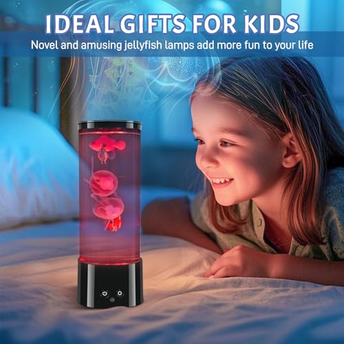 11.6 Inch Jellyfish Lava Lamp with 17 Color Changing Effects - LED Mood Night Light for Room & Office