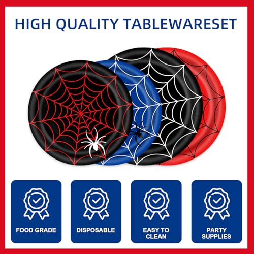 Multicolor 40pcs Spider Web Party Supplies Set - Includes Plates & Napkins