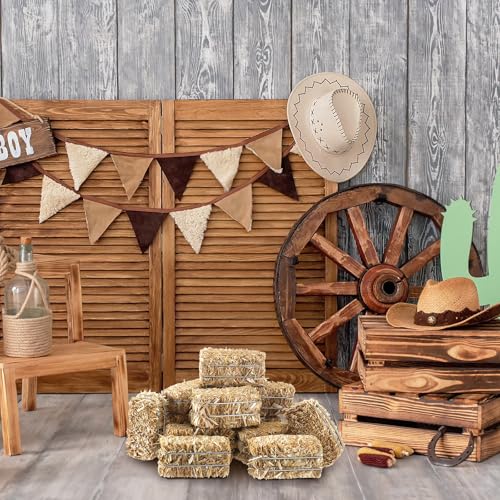 Mini Hay Bale Set - 12 Straw Bales with Hemp Rope Reins for Western Decor - 24 Pieces