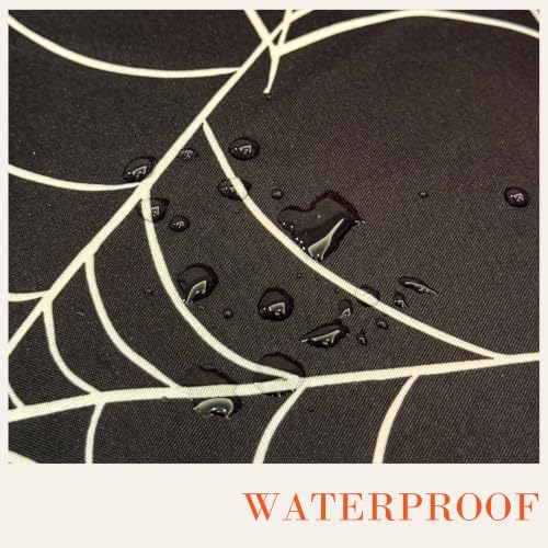 Halloween Spider Web Waterproof Tablecloth - Black Gothic Dining Cover, 144x60 Inches, Variation of Spiderweb