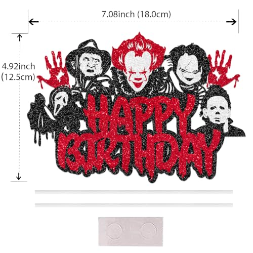 Halloween Horror Cake Topper - Glitter Killer Theme Party Decoration, Design 1