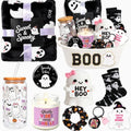 Black Halloween Gift Basket Set for Women - Cozy Ghost & Spooky Treats