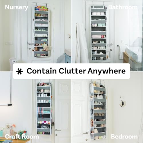 Over Door Hanging Organizer with 5 Tiers & Clear Windows - Grey Storage Rack