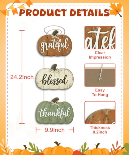 Putuo Decor Fall Pumpkin Wall Sign - Rustic Thanksgiving Door Decor