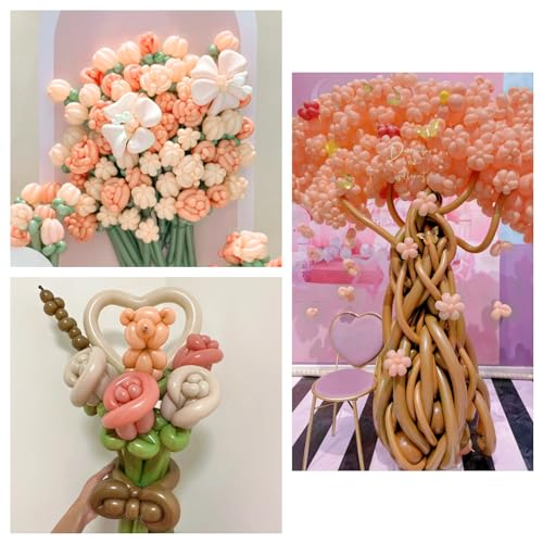 Nude Long Balloons 260 Pack - Thick Latex for Animal Models, Halloween, Weddings, Birthdays