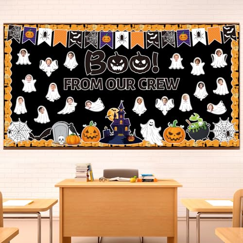 Halloween Ghost Bulletin Board Decorations Set - Classroom Wall Decor, Photo Cutouts & Borders - Ghost Variation