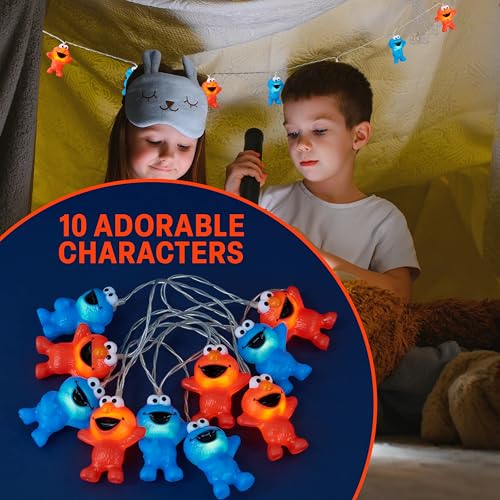 Indoor LED String Lights with 3D Sesame Street Characters - Battery Operated Fairy Lights for Room Decor