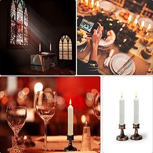24 Yellow Battery Operated Flameless Taper Candles for Wedding & Holiday Decor - Set of 24 - White Body