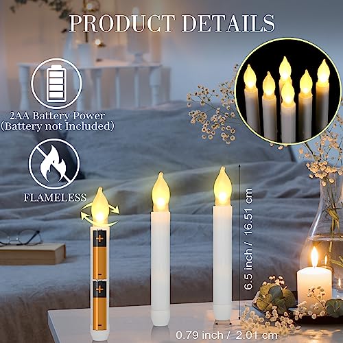 108 Pieces Flameless LED Taper Candles - White, Warm White Light, Safe Home Decor