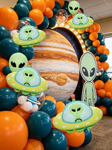3Pcs Alien UFO Foil Balloons Space Theme Party Decorations for Kids Birthday