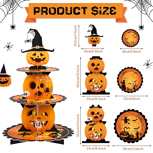 3-Tier Halloween Cupcake Stand with Pumpkin & Spider Design - Party Decor