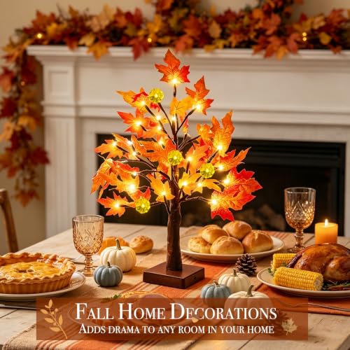 Prelit Fall Maple Tree with Pumpkin Lights - 1ft 6in Indoor Decor
