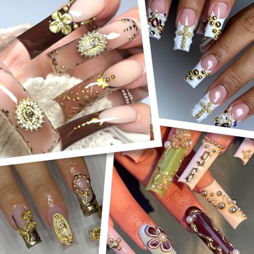 Gold 3D Cross Nail Charms & Religious Beads for Nail Art & Crafts