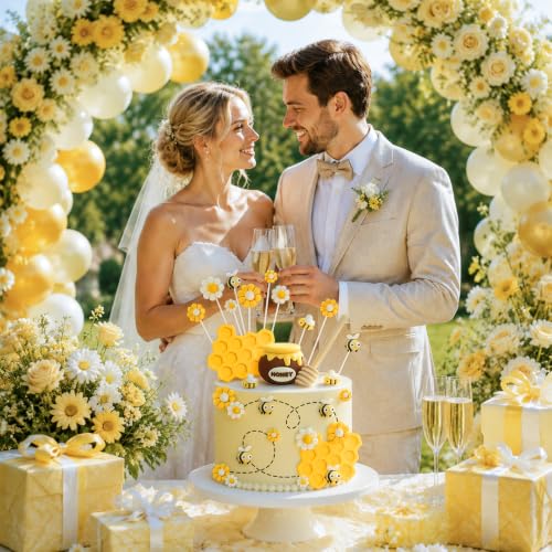 Bee Cake Topper 19-Piece Honeybee & Honeycomb Cake Decorations - Variation 4