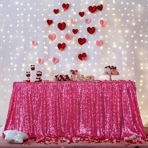 Hot Pink Sequin Tablecloth 90x156 Inch Rectangle Sparkly Fabric for Weddings & Parties - Variation of THIS listing