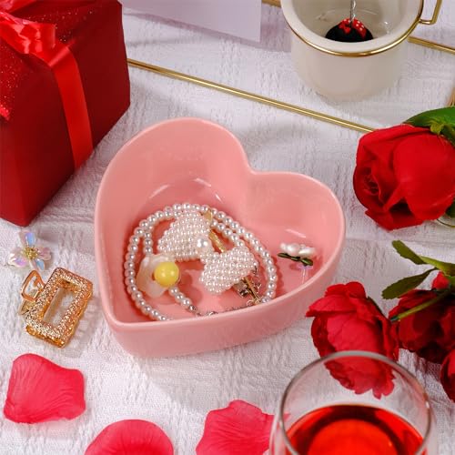 Red Heart Shaped Ceramic Bowl for Valentines Day, Date Night & Gift, 5.7 Inch