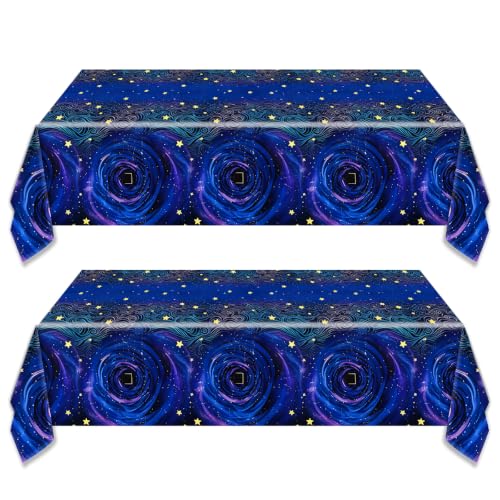 Starry Night Ghost House Halloween Tablecloths - 2 Pack, Disposable, 108x54 Inches