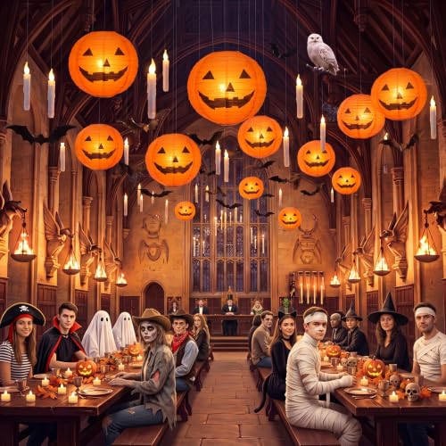 Halloween Party Decoration Set with Lanterns Bats Candles and Hooks - 126 Pieces