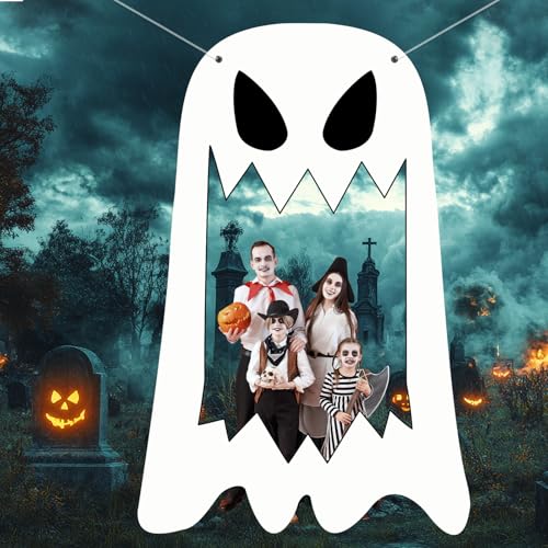 Halloween Ghost Porch Banner - Spooky Hanging Door Decoration - Ghost Variation