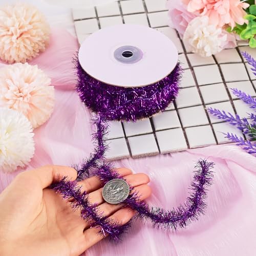 Purple Tinsel Garland for Christmas Party Decor - 32.81 ft - Variation A