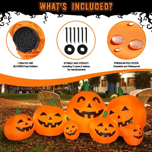 7.5 Ft Inflatable Pumpkin Halloween Yard Decoration with LED Lights - Outdoor Indoor