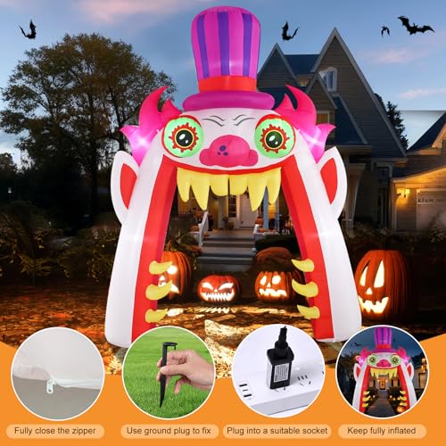 13ft Clown Arch Halloween Inflatable Decoration with LED Lights for Outdoor Lawn Garden - Spooky Party Yard Decor