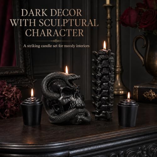 Halloween Skeleton & Snake Candles 4 Pack - Spooky Gothic Decor